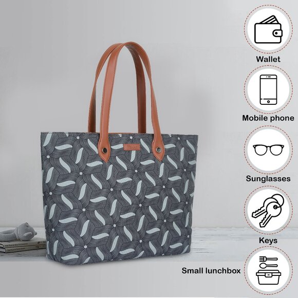 Hand Crafted Fabric Ladies Shoulder Tote Bag in Olive Green Print, Handbag Purse - Picture 4 of 10